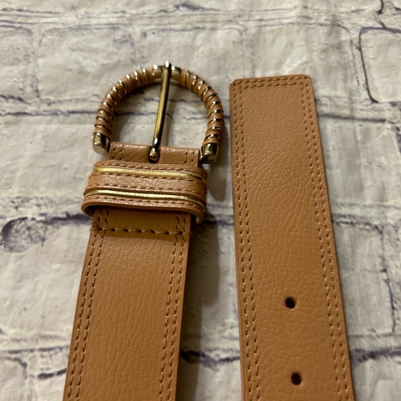 NINE WEST GENUINE LEATHER WOMENS TAN ROSE GOLD BELT SIZE MEDUIM - Picture 2 of 8